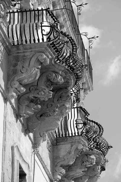 Itália Sicília Scicli Província Ragusa Fachada Barroca Palácio Beneventano Com — Fotografia de Stock