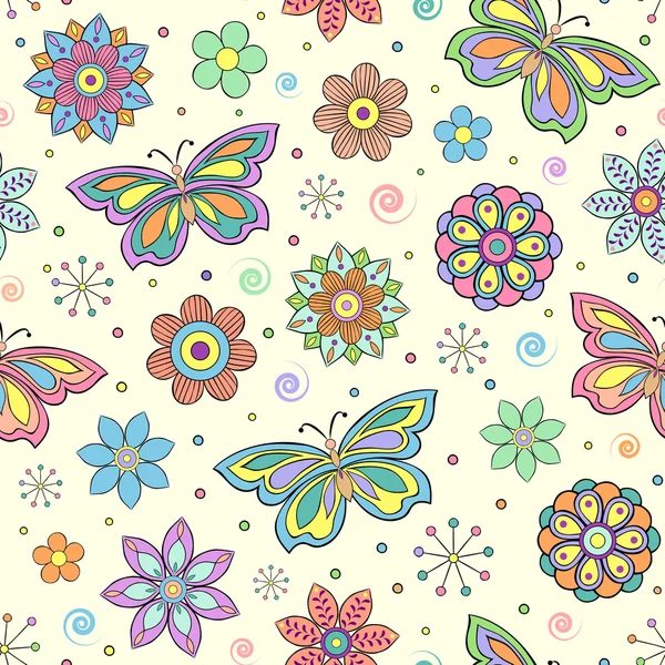 Kukat ja perhoset — vektorikuva
