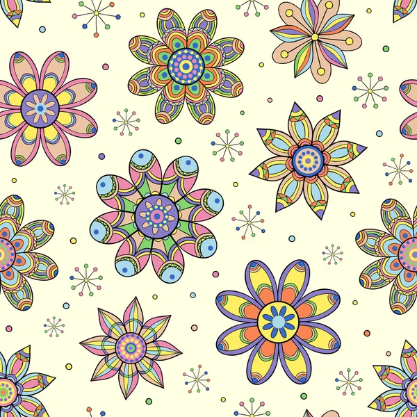 Motif sans couture avec des fleurs abstraites — Image vectorielle