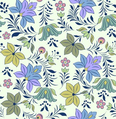 Soyut çiçeklerle kusursuz desen