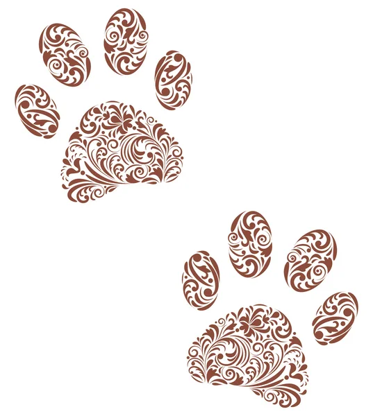 Floral animal paw — Stock Vector