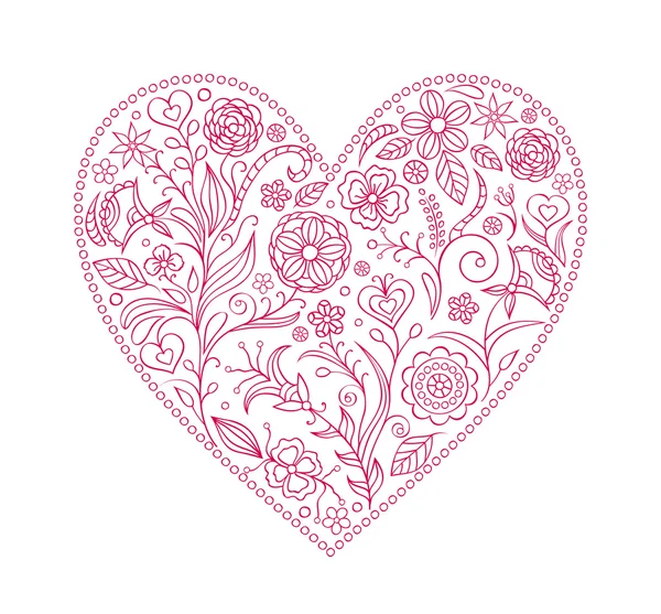 Coeur Valentin Floral — Image vectorielle