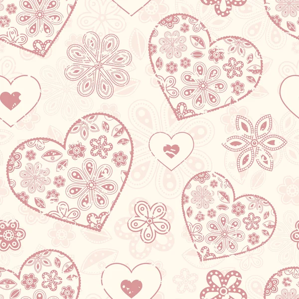 Seamless pattern with abstract hearts — Stock Vector