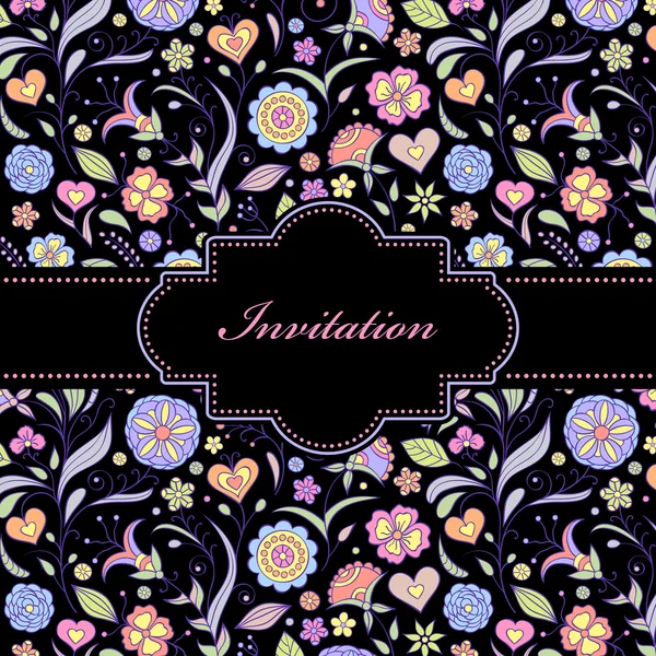 Colorful floral invitation card — Stock Vector