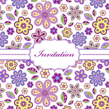 renkli çiçek davetiye