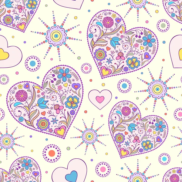 Seamless pattern with abstract hearts — Stock Vector