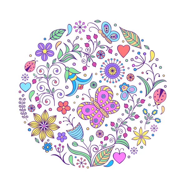 Floral hand drawn colorful pattern — Stock Vector