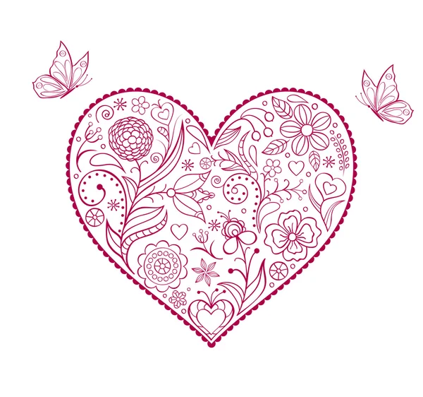 Floral valentine hart — Stockvector