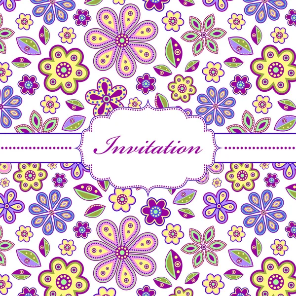 Colorful floral invitation card — Stock Vector