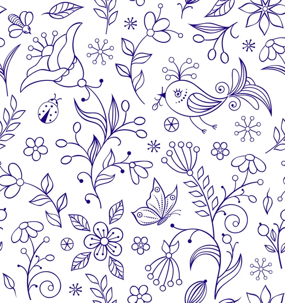 Seamless pattern with abstract flowers — Stock Vector