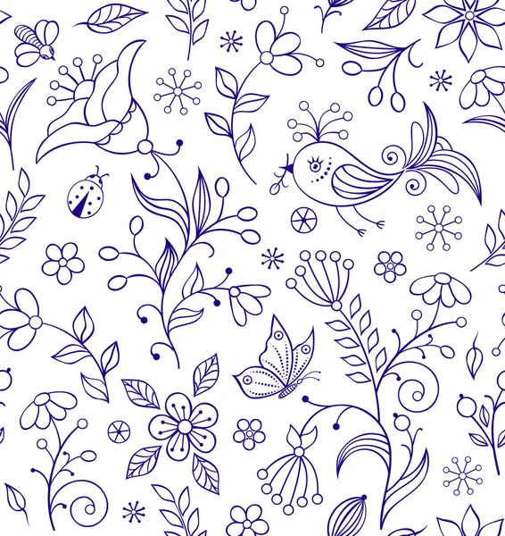 Motif sans couture avec des fleurs abstraites — Image vectorielle