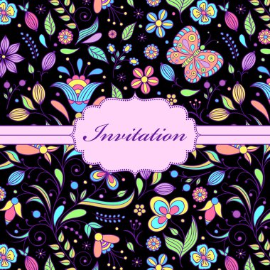 renkli çiçek davetiye