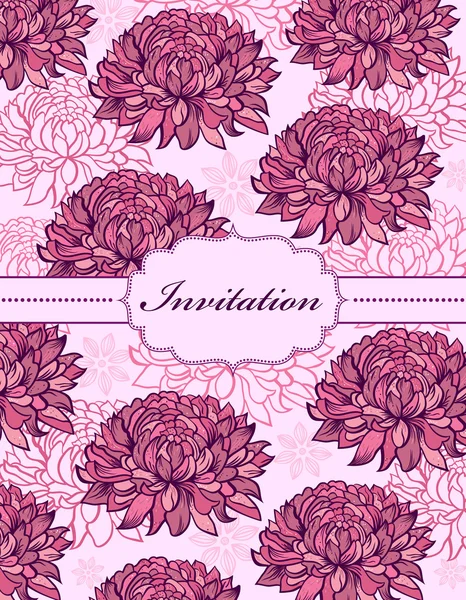 Tarjeta de invitación floral dibujada a mano colorida — Vector de stock