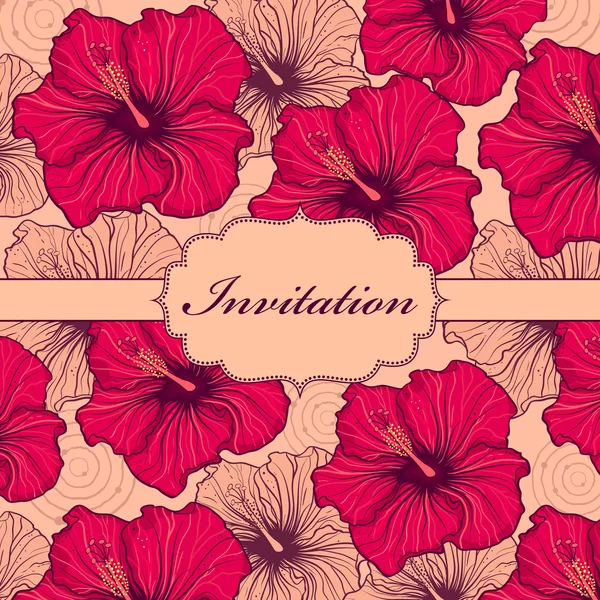 Carte d'invitation florale dessinée à la main colorée — Image vectorielle