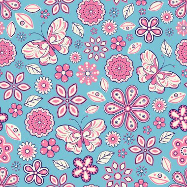 abstract flowers and butterflies