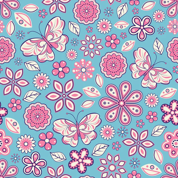abstract flowers and butterflies