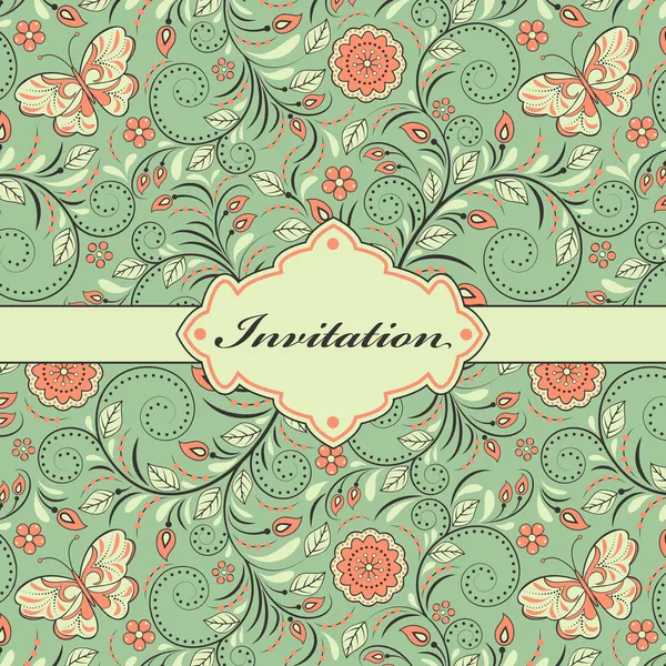 Carte d'invitation florale — Image vectorielle