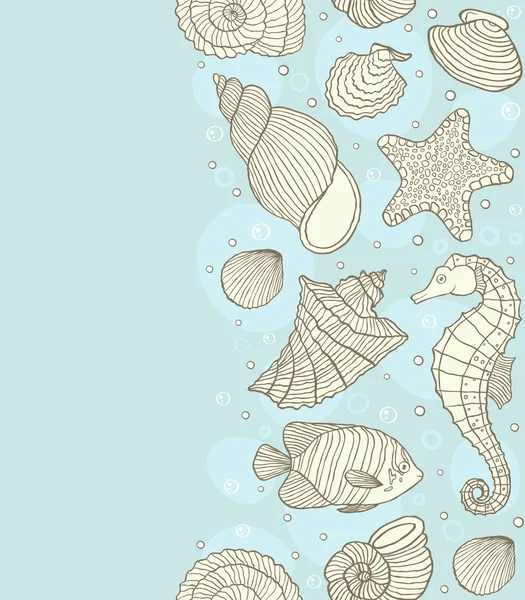 Patrón sin costuras con conchas oceánicas — Vector de stock