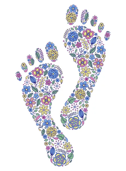 Floral human footprints — Stock Vector