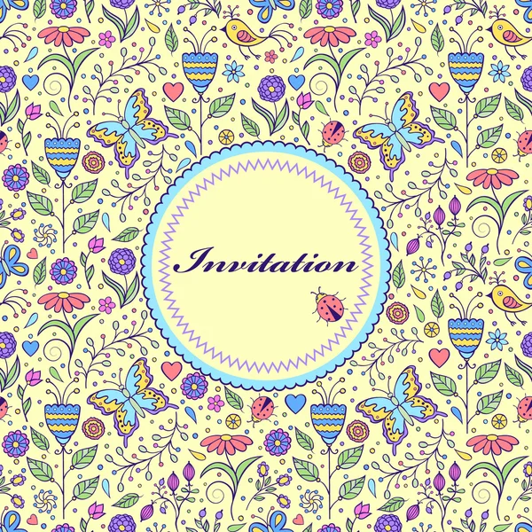 Carte d'invitation florale — Image vectorielle