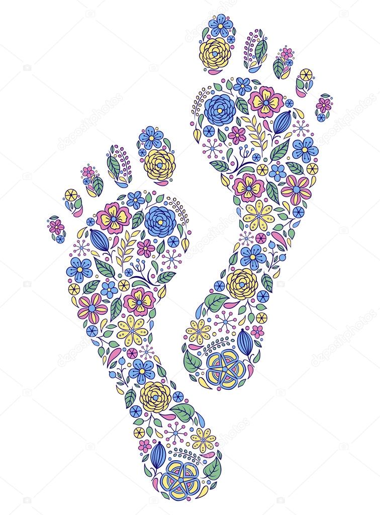 Floral human footprints