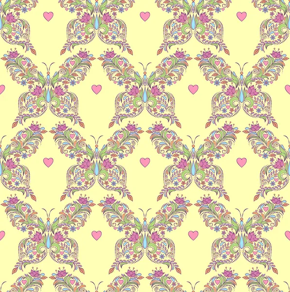 Patrón sin costuras con mariposas florales abstractas — Vector de stock