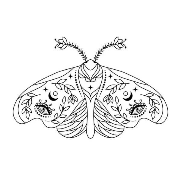 Moth in doodle stijl — Stockvector