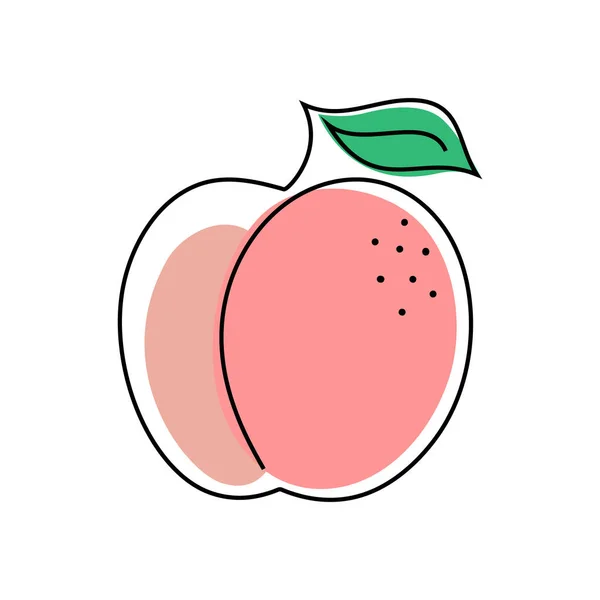 Peach icône dans un style de dessin de ligne — Image vectorielle