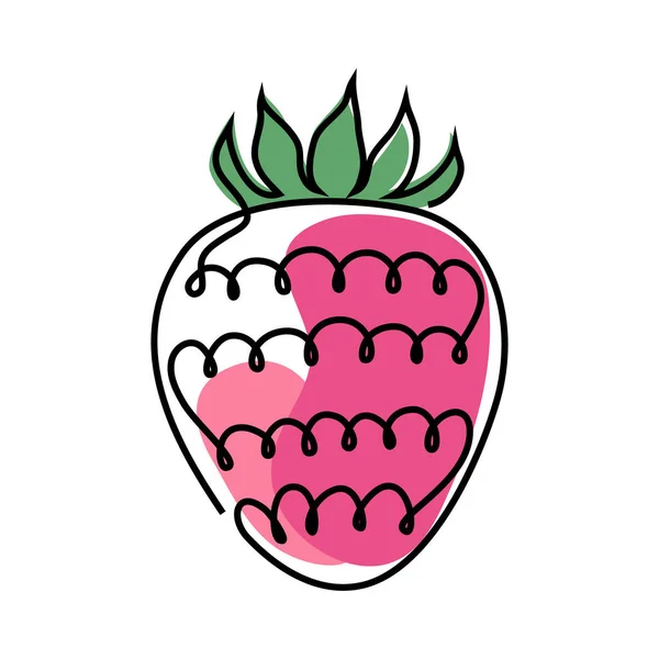 Icône fraise dans un style de dessin de ligne — Image vectorielle