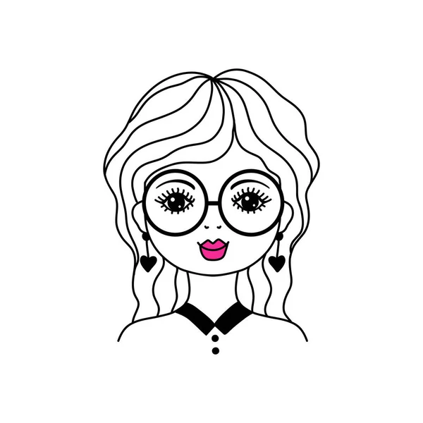 Mulher rosto no estilo doodle. —  Vetores de Stock