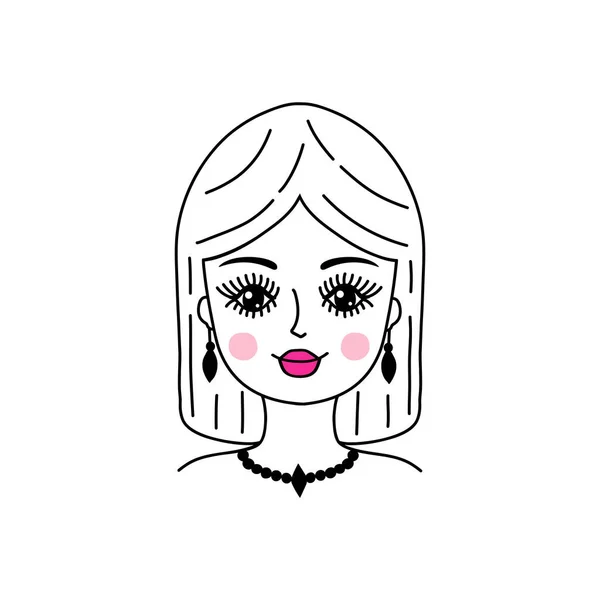 Visage de femme dans le style doodle — Image vectorielle