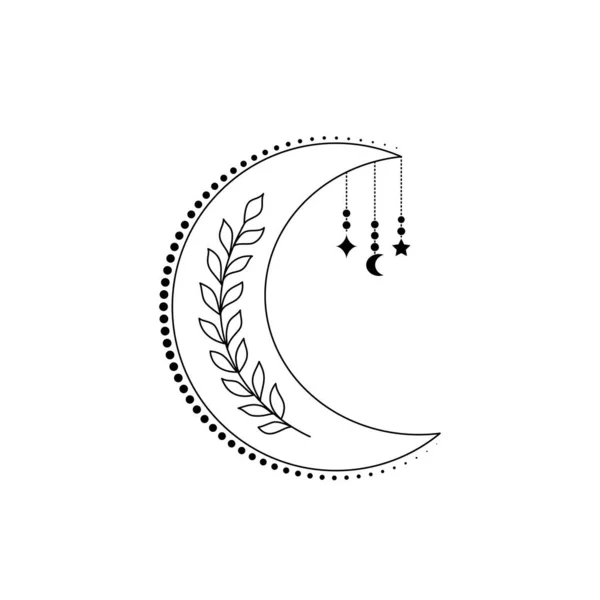 Croissant de lune avec plante — Image vectorielle