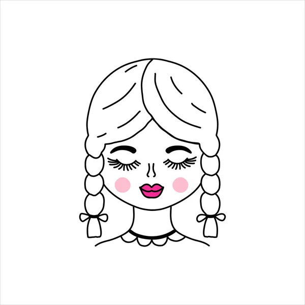 Mulher rosto no estilo doodle — Vetor de Stock