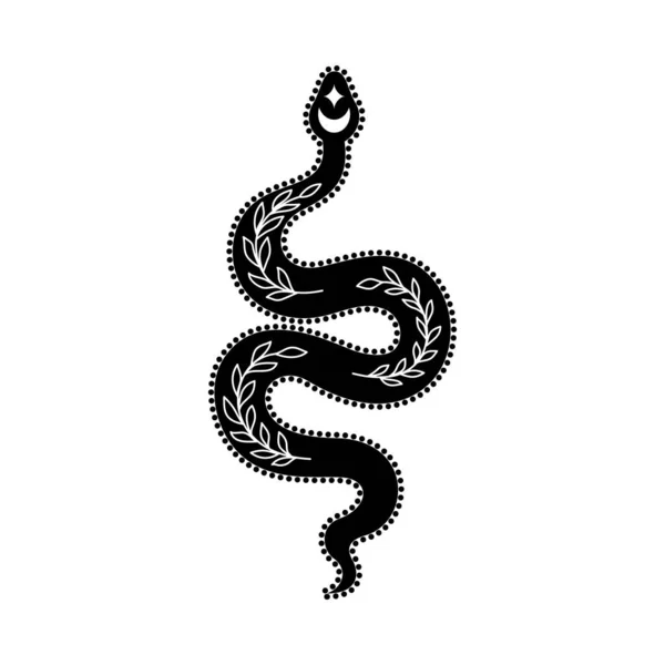 Mystic snake in doodle style — Vetor de Stock
