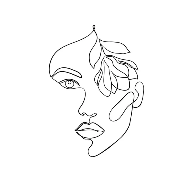 Visage féminin avec fleur — Image vectorielle