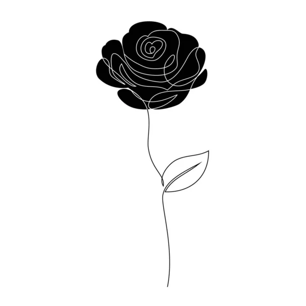 Bunga mawar dalam gaya seni baris - Stok Vektor