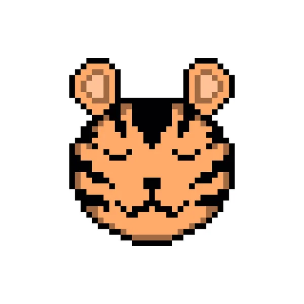 Голова тигра в пиксельном стиле — стоковый вектор