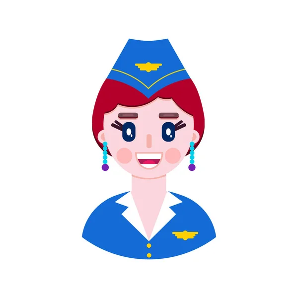 Vrouw vliegen stewardess in platte stijl. — Stockvector