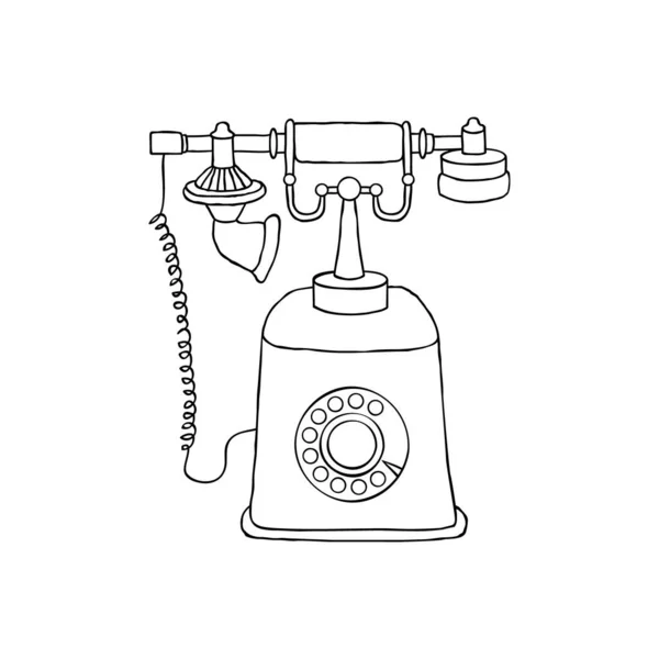 Vintage telethone in doodle style — Stock Vector
