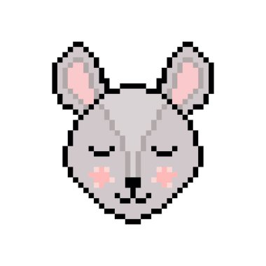 Beyaz arkaplanda piksel resim tarzında fare başı..