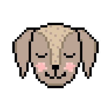 Beyaz arkaplanda piksel resim tarzında köpek kafası.