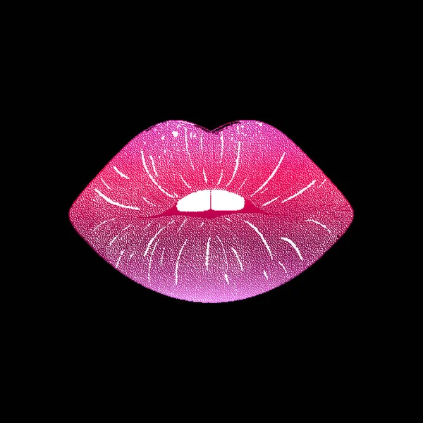 Lips Bitmap Effect Dark Background — Stock Vector