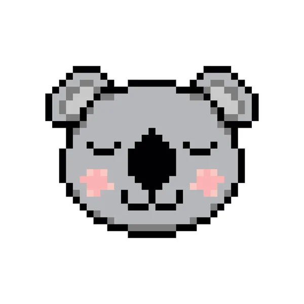 Tête Koala Style Pixel Art Sur Fond Blanc — Image vectorielle