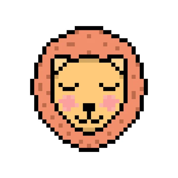 Львиная Голова Пиксельном Стиле Белом Фоне — стоковый вектор