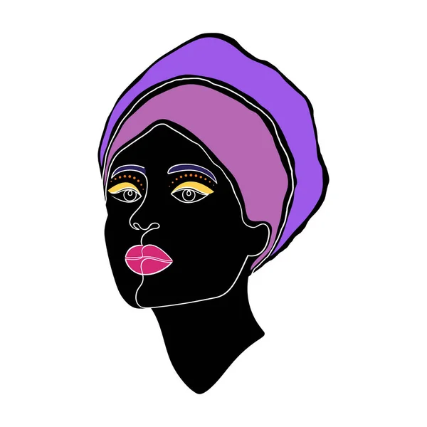 Visage Femme Dans Style Minimaliste Moderne Sur Fond Blanc — Image vectorielle