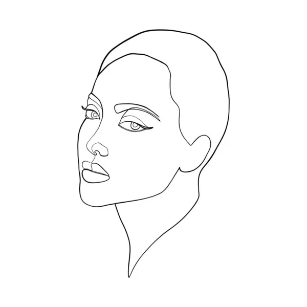 白色背景下最小线性风格的女性素描 — 图库矢量图片