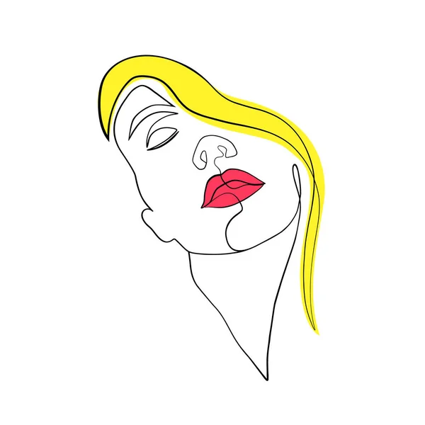 Bosquejo Mujer Estilo Lineal Mínimo Sobre Fondo Blanco — Vector de stock