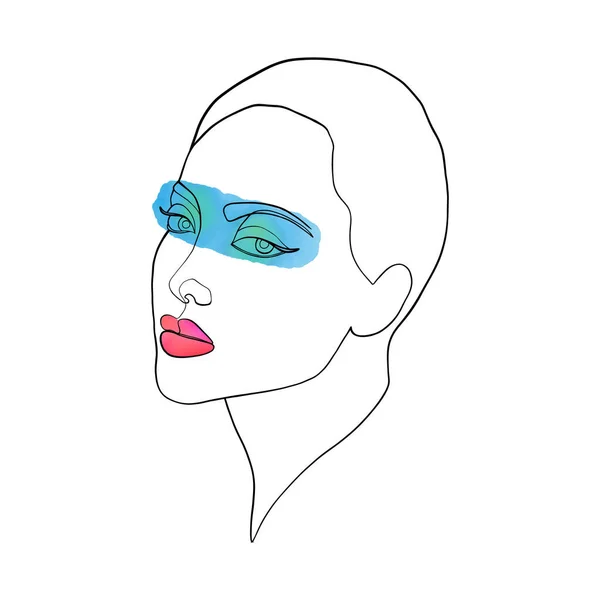 Bosquejo Mujer Estilo Lineal Mínimo Sobre Fondo Blanco — Vector de stock