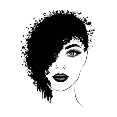 Beyaz arka planda genç bir kadının portresi