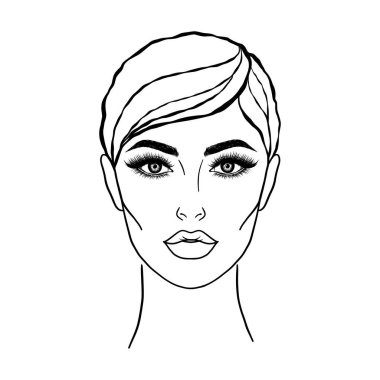 Sketch of young woman on white background.